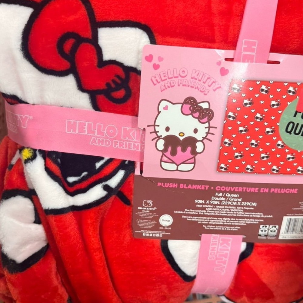 Hello Kitty Red Heart FULL/QUEEN Valentine's Hearts Sunglasses Blanket